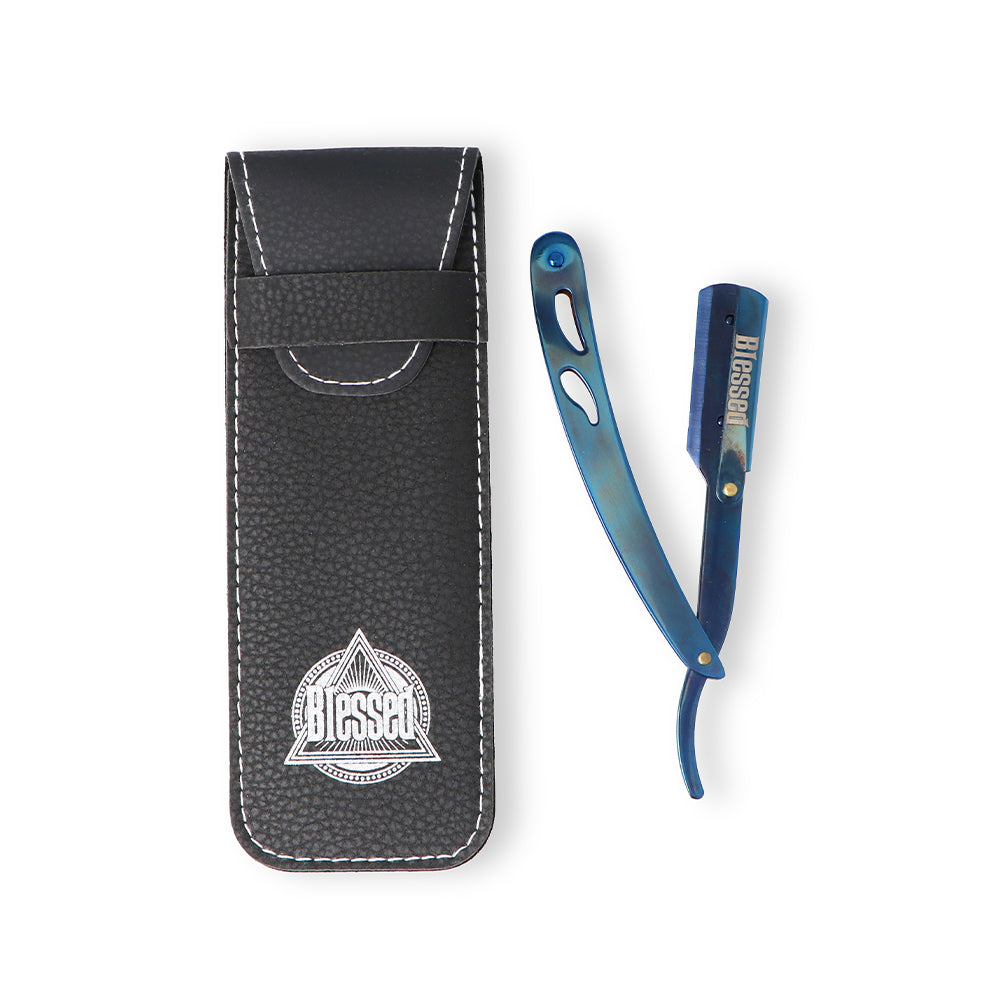 Navaja Mariposa Mango Metal Azul Blessed