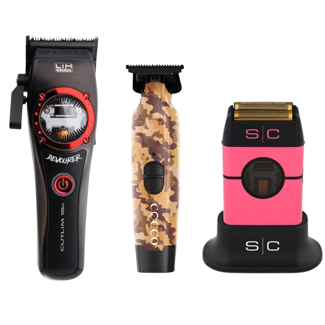 Cutlim Devourer Clipper + Cocco Hyper Veloce Trimmer + Stylecraft Instinct Shaver Metal Edition