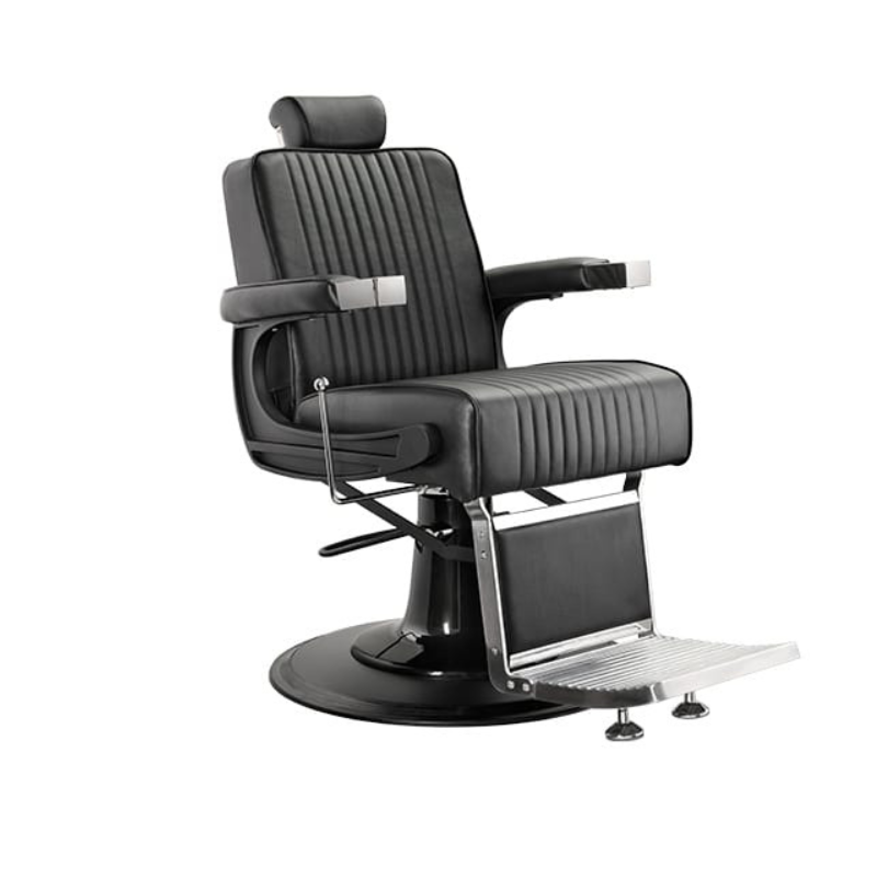 Sillon Barberia Clasico Negro Plata