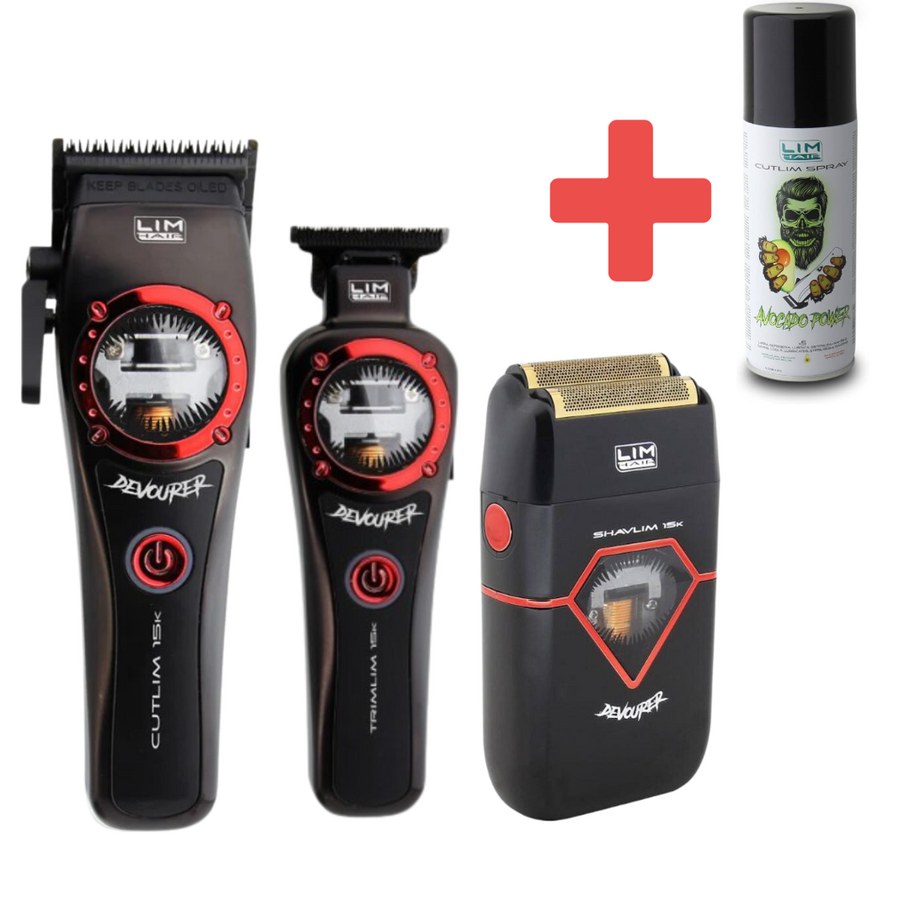 Combo Clipper Trimmer y Shaver Devourer + Spray 5 en 1 de regalo (Cutilim + Trimlim + Shavlim)