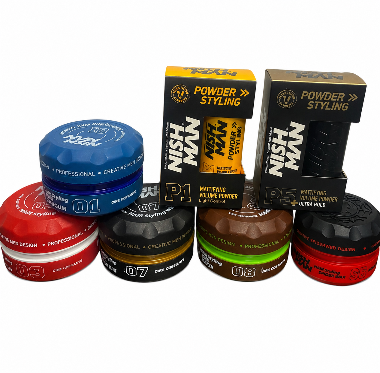 Full Pack Nishman Tester – 5 Ceras Nishman + 2 Polvos de Volumen Nishman