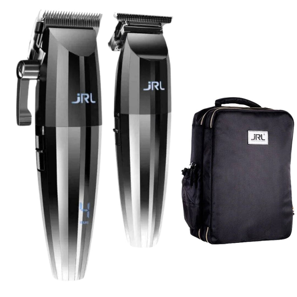 Máquina de Corte Combo Fresh Fade Kit Silver Clipper y Trimmer 2020 JRL + Mochila BackPack Gold Collection JRL