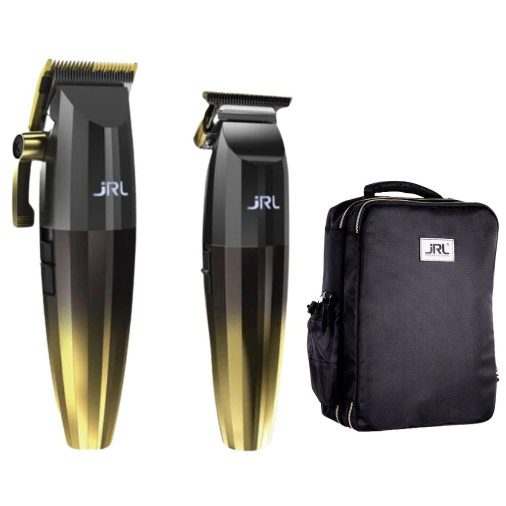 Máquina de Corte Combo Fresh Fade Kit Gold Clipper y Trimmer 2020 JRL + Mochila BackPack Gold Collection JRL