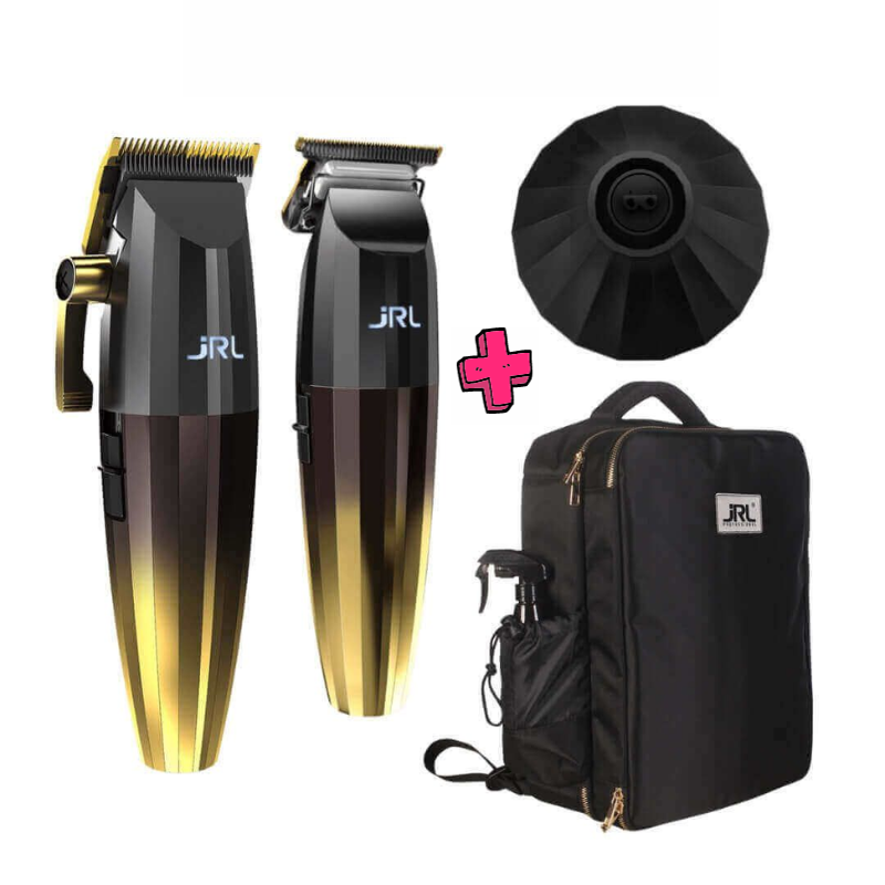 Combo JRL 2020C Clipper + Trimmer JRL 2020T + Base de Carga + Mochila Gold Collection