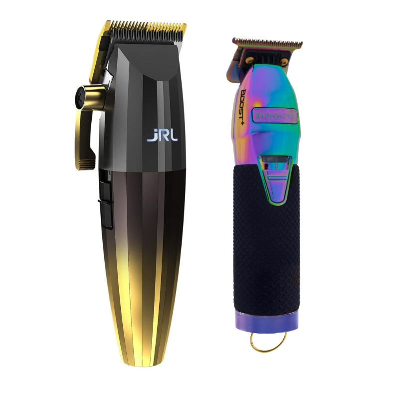 Máquina de Corte Fresh Fade 2020C Gold Clipper JRL + PRO Skeleton Trimmer Boost Babyliss JRL