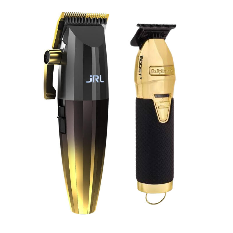 Máquina de Corte Fresh Fade 2020C Gold Clipper JRL + PRO Skeleton Trimmer Boost Babyliss JRL