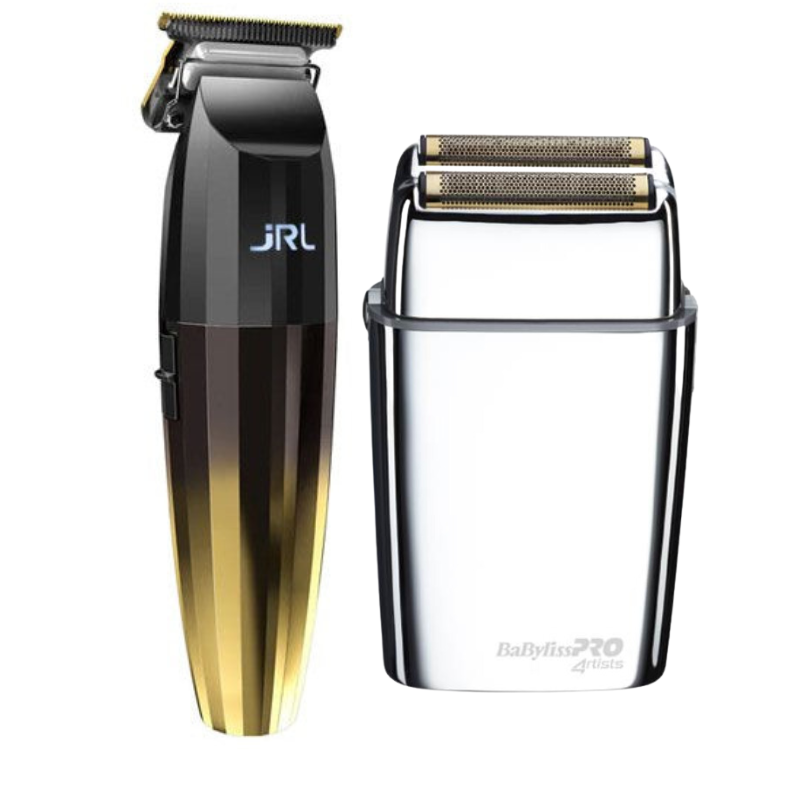 Máquina de Corte Fresh Fade 2020T Gold Trimmer JRL + Afeitadora Shaver Foil FX02 Babyliss Devenur