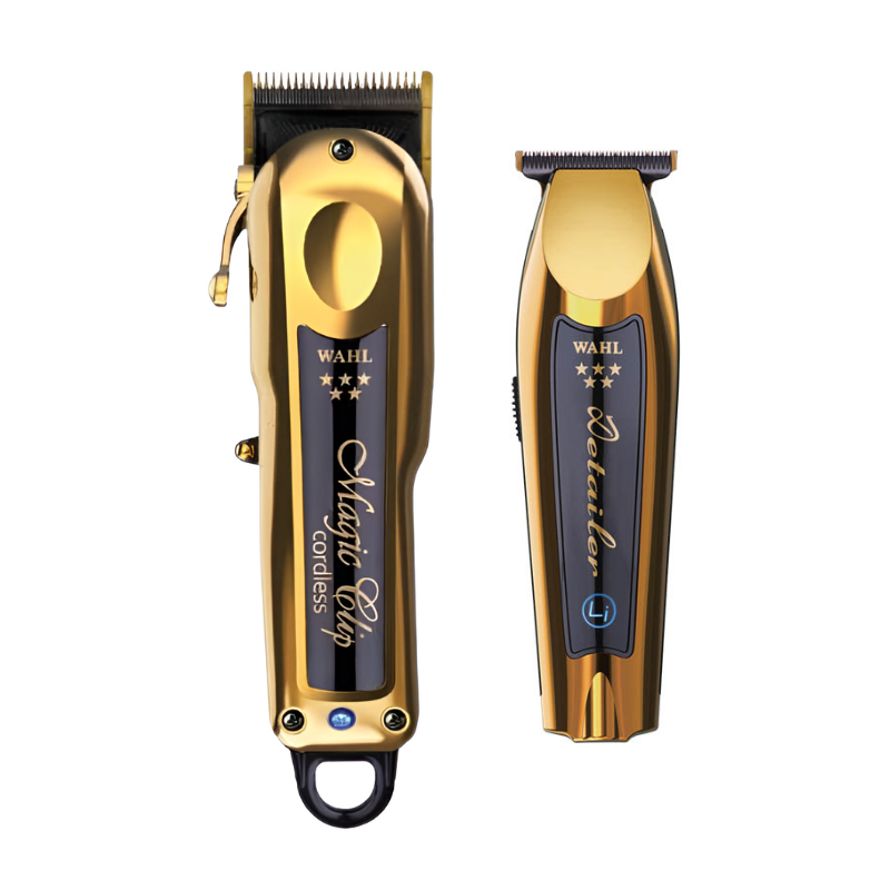 Máquina de Corte Clipper Wahl Magic Clip Gold Cordless + Trimmer Wahl Detailer Gold Cordless WAHL