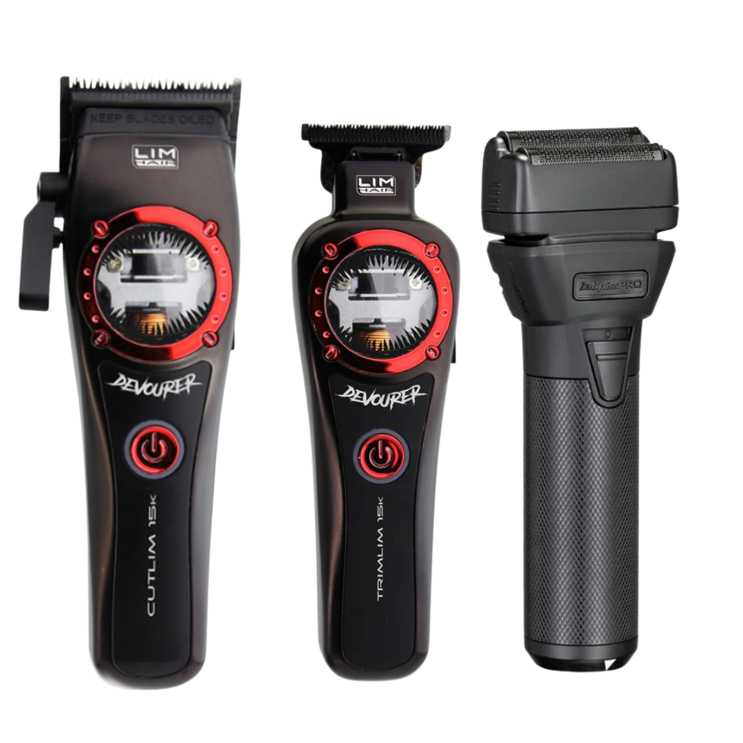 Devourer Clipper Cutlim + Devourer Trimmer Trimlim + FXOne Shaver Babyliss