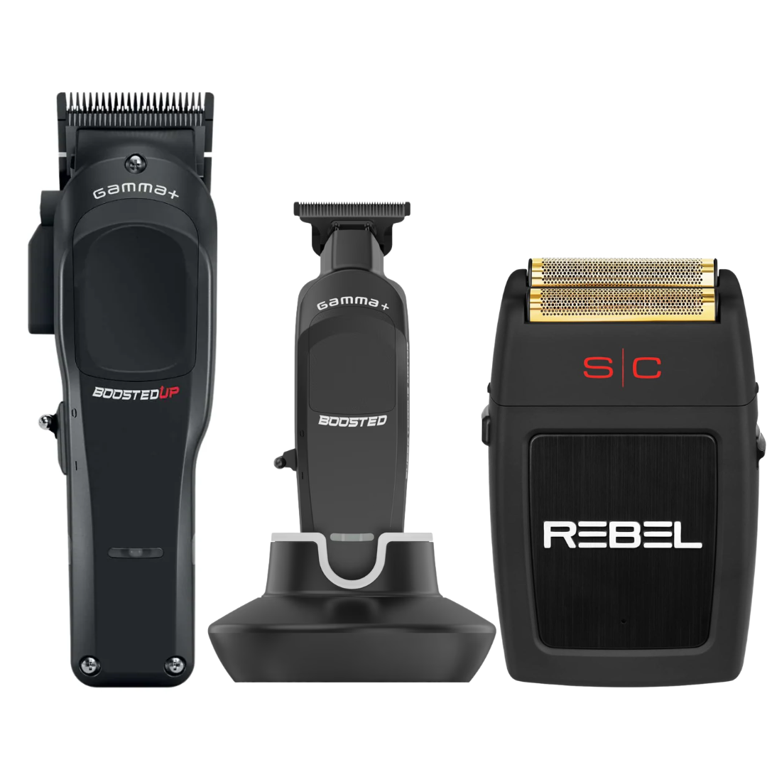 Boosted Up Clipper + Boosted Trimmer Gamma Piu + Stylecraft Rebel Shaver