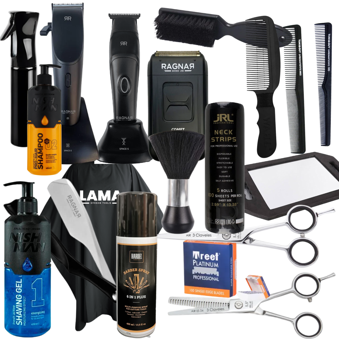 Starter Pack Barber – Economy | Ragnar Space X + Ragnar Space S + Ragnar Comet + 3 Claveles Air Corte + 3 Claveles Air Entresacar + Ragnar Precise + Treet + Todo lo necesario para ser barbero