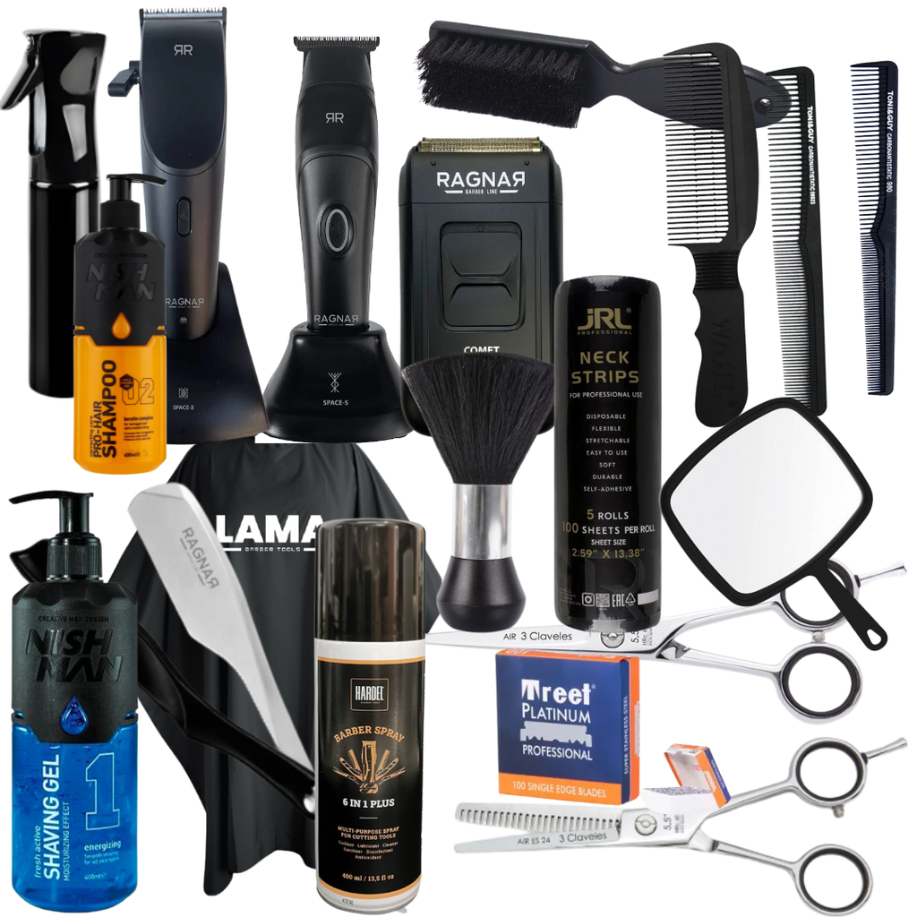 Starter Pack Barber – Economy | Ragnar Space X + Ragnar Space S + Ragnar Comet + 3 Claveles Air Corte + 3 Claveles Air Entresacar + Ragnar Precise + Treet + Todo lo necesario para ser barbero